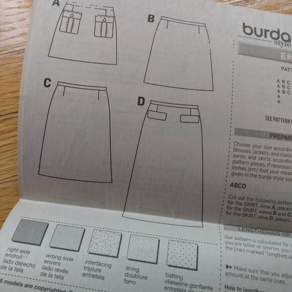 Skirt Sewing Pattern Size 10-24 Burda 6682 Easy to Sew UNCUT - Picture 10 of 11